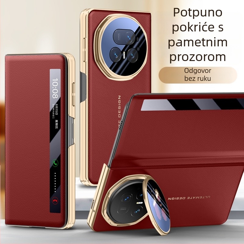 Maska za telefon Honor Magic V5, flip-top, PU, elektroplatirana završna obrada, protuklizna, otpornost na pad, otisci prstiju otporna, lagani luksuzni stil