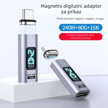 Magnetski USB-C adapter s dvostrukim digitalnim zaslonom, 100W
