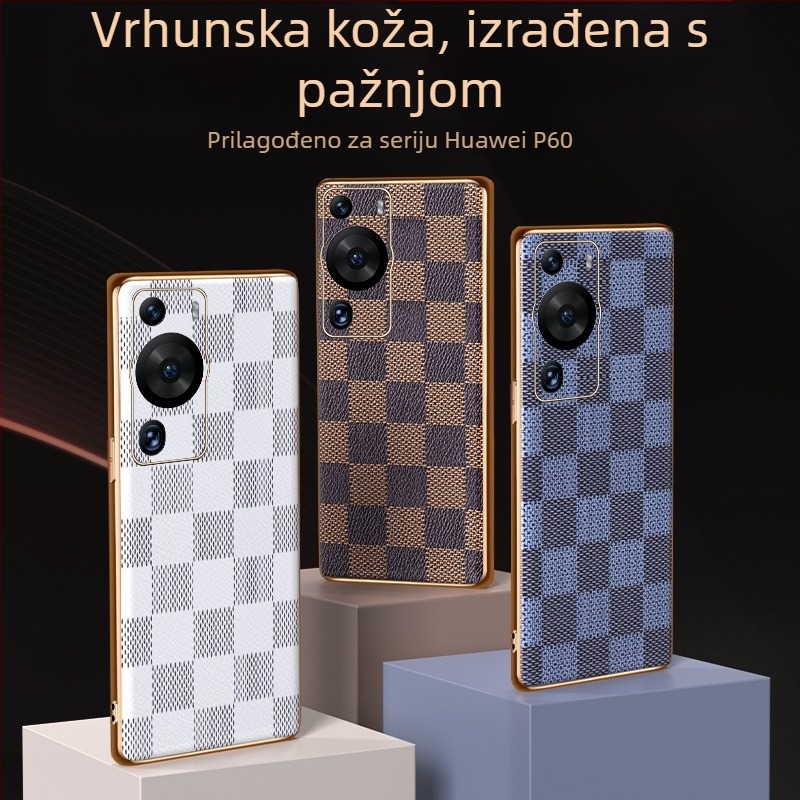 Futrola za Huawei P60 / P60 Pro, karirani uzorak, puna zaštita, zaštita leće, otporna na padove, TPU