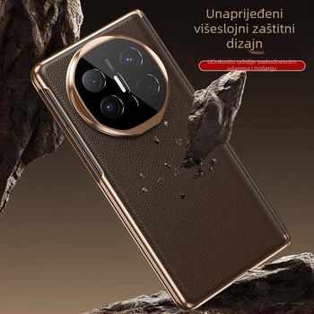 Kožna futrola za Huawei Mate X6 s magnetskim držačem, potpunom zaštitom i ugrađenim stalakom, elektroplatirana završna obrada