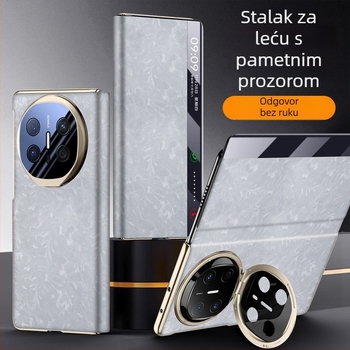 Kućište za Huawei Mate X6 s elektroplatiniranim držačem za leću, pametan preklopni prozor, potpuno pokriveno, otporno na padove, umjetna koža
