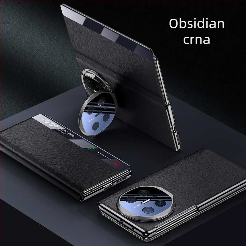 Kućište za Huawei Mate X6 s elektroplatiniranim držačem za leću, pametan preklopni prozor, potpuno pokriveno, otporno na padove, umjetna koža