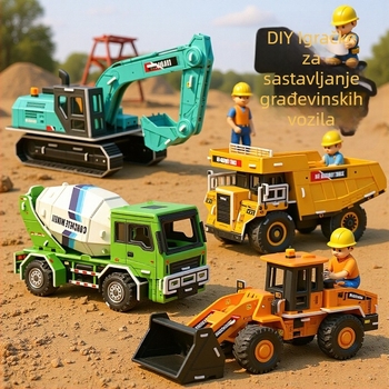 3D puzzle s građevinskim vozilom — papirnata igračka za djecu 4–6 godina, DIY i prilagodljivo, trodimenzionalni građevinski puzzle