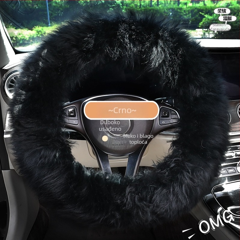 Poklopac volana za auto od umjetnog pliša, zima, jednostavan stil, univerzalna ugradnja, kompatibilan s većinom automobila.