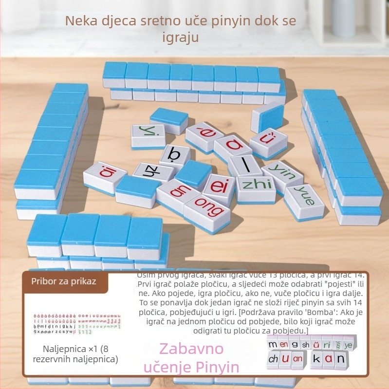 Plastična kartična društvena igra Pinyin Mahjong – prepoznavanje slova, edukativna zagonetka za obitelj