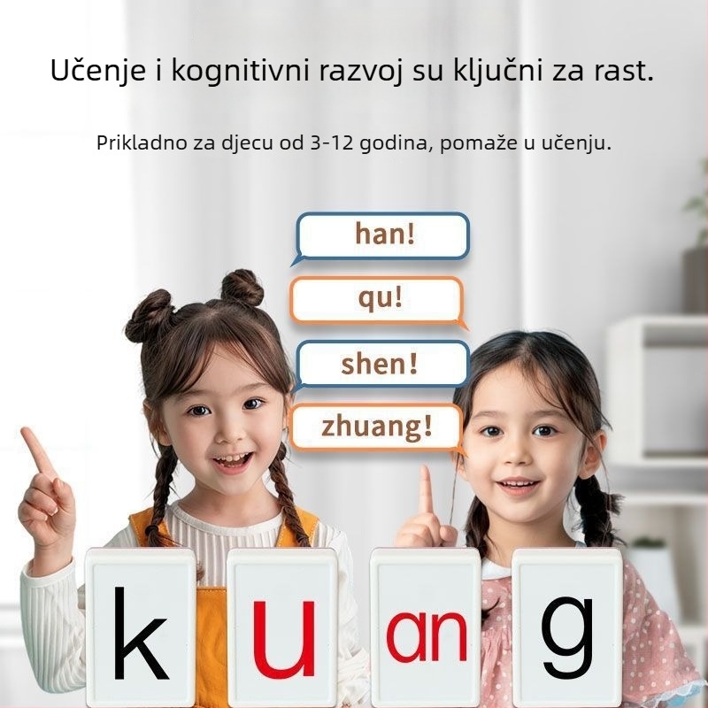 Plastična kartična društvena igra Pinyin Mahjong – prepoznavanje slova, edukativna zagonetka za obitelj