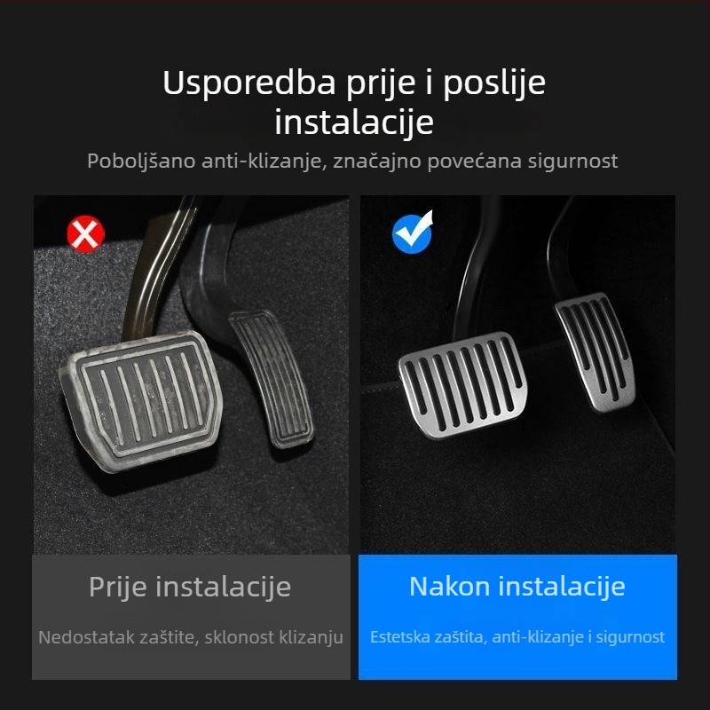 Set pedala od aluminijske legure za Tesla Model 3/Y – pedale ubrzanja i kočnice s podnožjem za stopalo, za automatski mjenjač