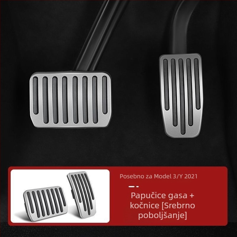 Set pedala od aluminijske legure za Tesla Model 3/Y – pedale ubrzanja i kočnice s podnožjem za stopalo, za automatski mjenjač