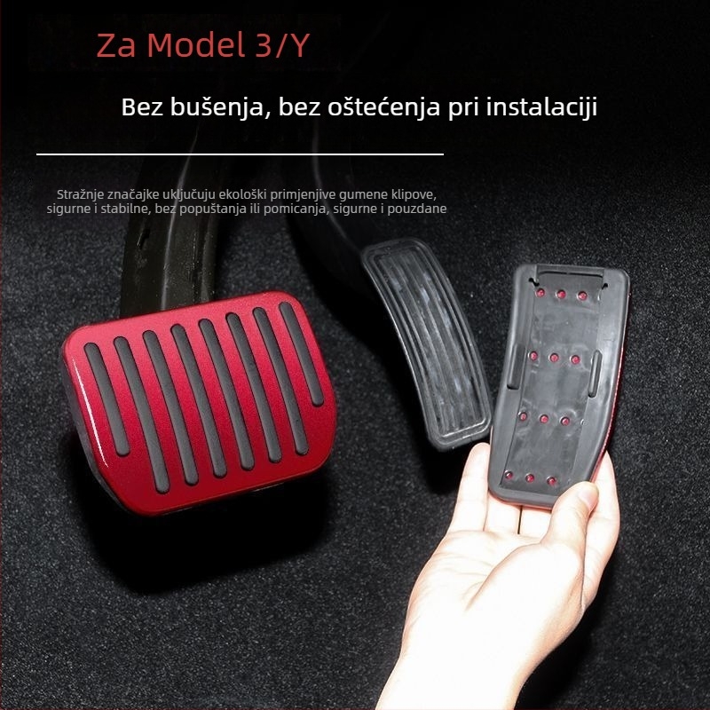 Set pedala od aluminijske legure za Tesla Model 3/Y – pedale ubrzanja i kočnice s podnožjem za stopalo, za automatski mjenjač
