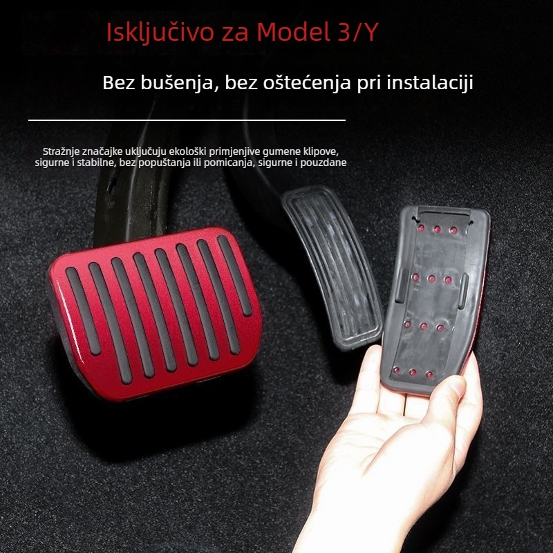 Set pedala od aluminijske legure za Tesla Model 3/Y – pedale ubrzanja i kočnice s podnožjem za stopalo, za automatski mjenjač