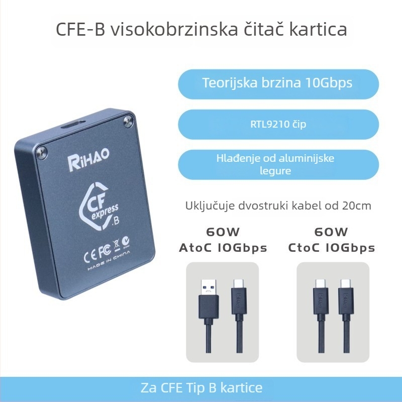 D10 Pro CFexpress čitač kartica s USB 3.1 Type-C, podrška CF/CFexpress, aluminijska legura, ugrađena instalacija, kompatibilan s Mac OS