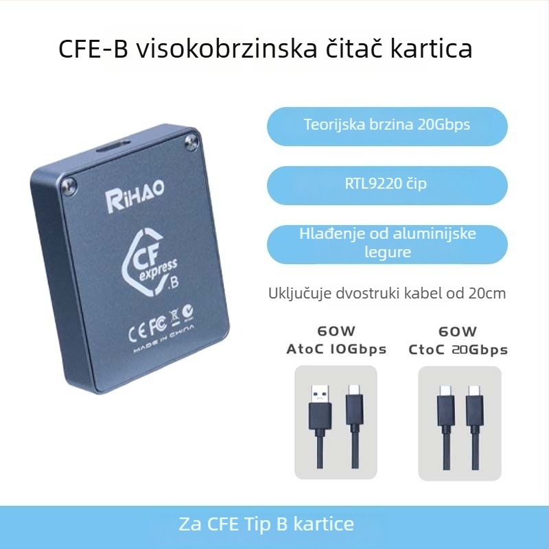 D10 Pro CFexpress čitač kartica s USB 3.1 Type-C, podrška CF/CFexpress, aluminijska legura, ugrađena instalacija, kompatibilan s Mac OS
