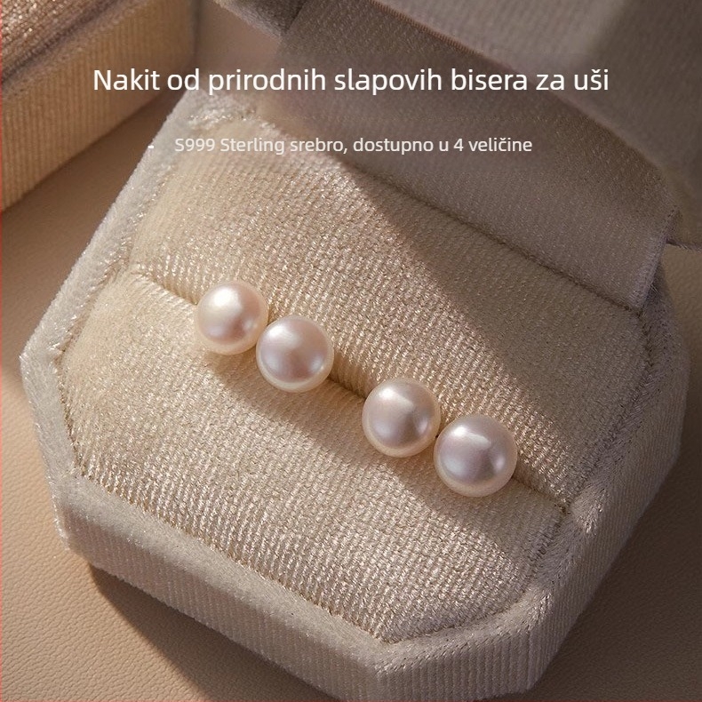 Srebro naušnice s prirodnim slatkovodnim perlama – ručna izrada, geometrijski dizajn, za žene