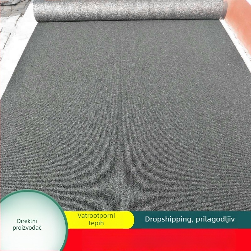 Vatrootporni jednobojni tepih za pod, protivklizna podloga, pravokutnog oblika, siva, poliester, prilagodljiva veličina, za dnevni boravak, spavaću sobu i poslovne prostore