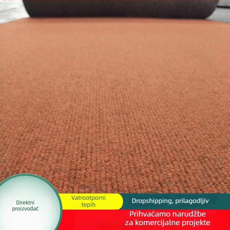 Vatrootporni jednobojni tepih za pod, protivklizna podloga, pravokutnog oblika, siva, poliester, prilagodljiva veličina, za dnevni boravak, spavaću sobu i poslovne prostore