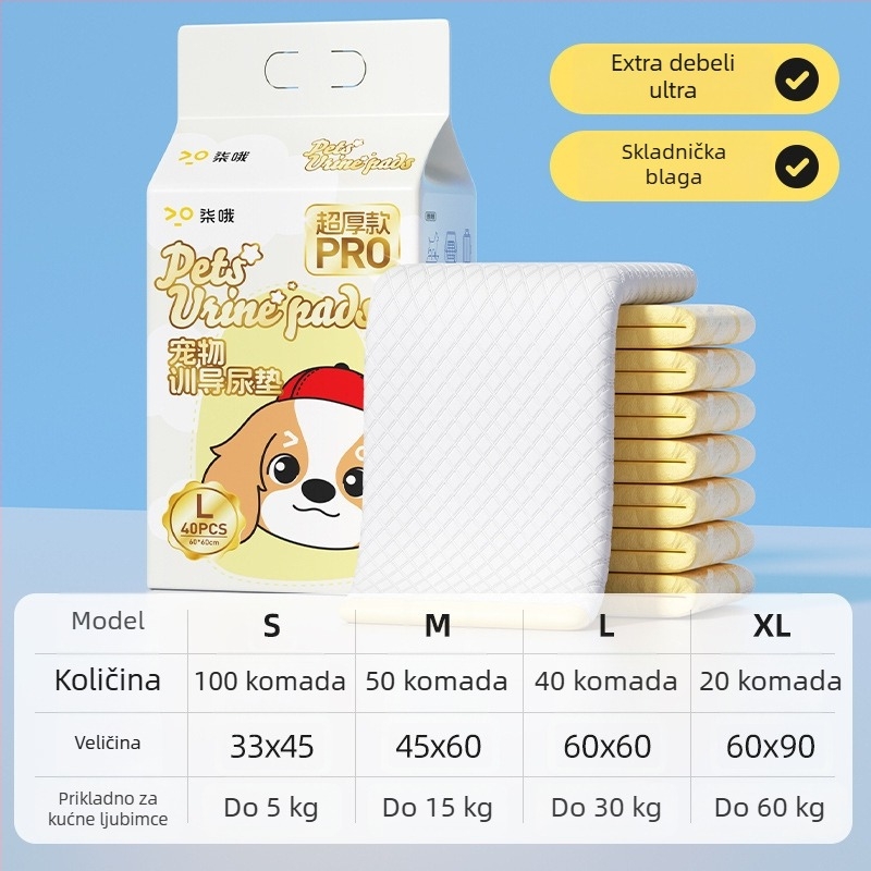 Pelena za psa, dezodorirajuća, upijajuća, debela, 100 komada, jednokratna