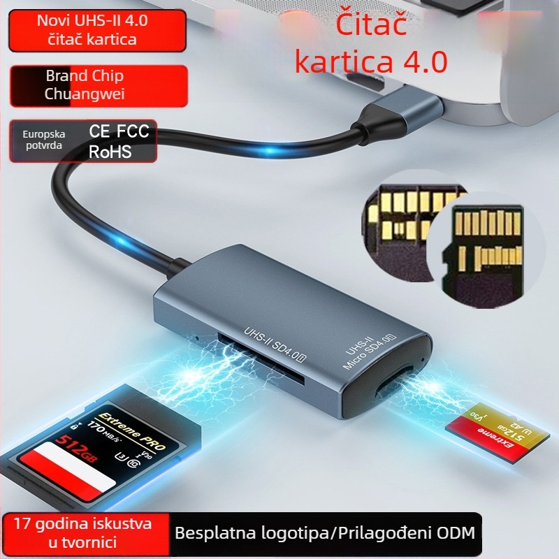 USB Type-C 4.0 čitač kartica – sve-u-jednom, SD/SDHC/TF/MicroSD, UHS-II, model YC-440