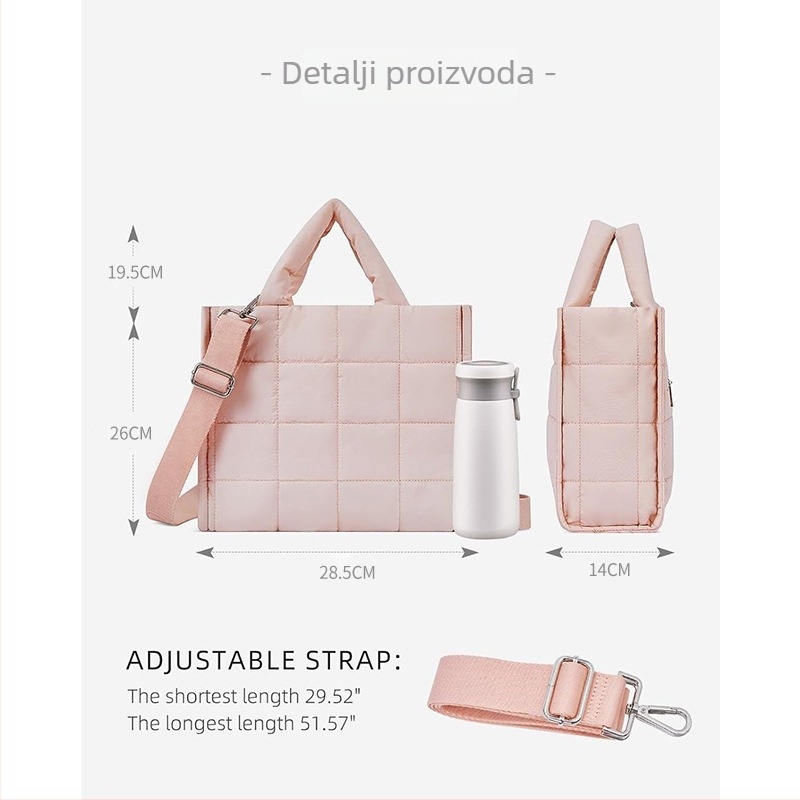 Nylon Crossbody Tote torba, vertikalnog četvrtastog oblika, zatvarač, unutarnji džepovi sa zipom i džep za mobitel