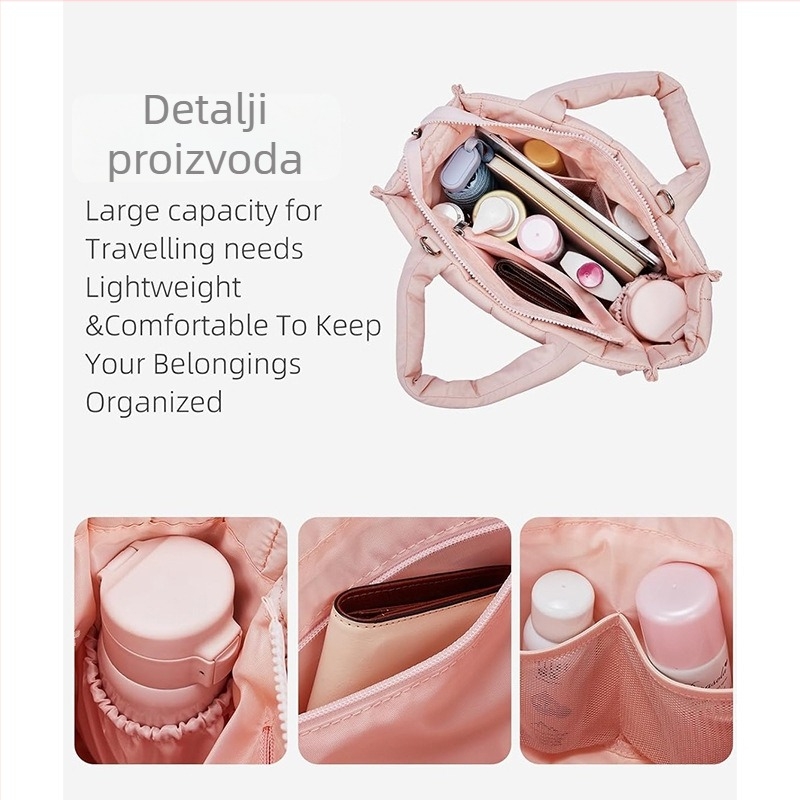 Nylon Crossbody Tote torba, vertikalnog četvrtastog oblika, zatvarač, unutarnji džepovi sa zipom i džep za mobitel