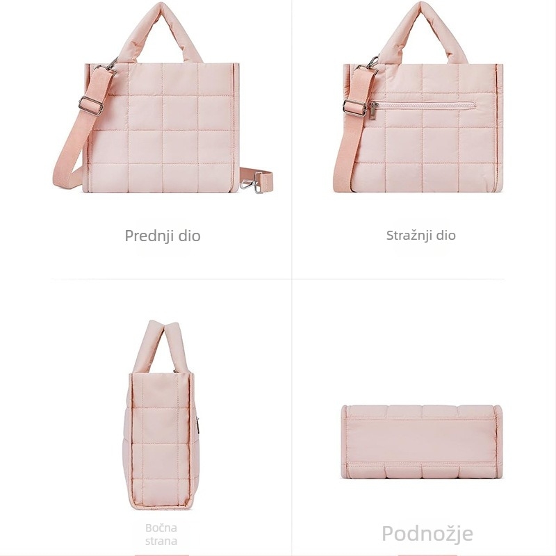 Nylon Crossbody Tote torba, vertikalnog četvrtastog oblika, zatvarač, unutarnji džepovi sa zipom i džep za mobitel
