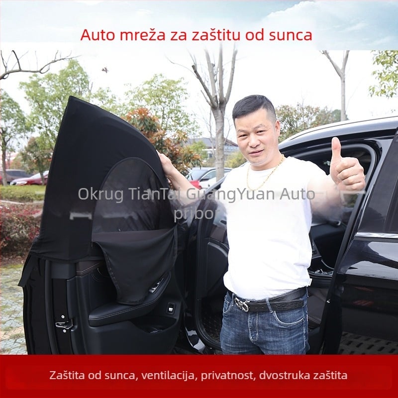 Automobilska mrežasta zavjesa za prozor – zaštita od komaraca, privatnost, zaštita od sunca, prozračna, prozirna, toplinska izolacija; pogodno za sedan i SUV; Materijal: poliesterna mreža; Učvršćivanje: vrsta vješanja