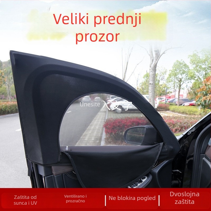 Automobilska mrežasta zavjesa za prozor – zaštita od komaraca, privatnost, zaštita od sunca, prozračna, prozirna, toplinska izolacija; pogodno za sedan i SUV; Materijal: poliesterna mreža; Učvršćivanje: vrsta vješanja