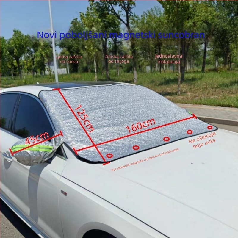 Automobilska sunčana sjenila s aluminijskim filmom, magnetsko postavljanje, težina 0,5 kg (Materijal: aluminijski film; Tip: sjenilo za sunce; Ugradnja: magnetska; Težina: 0,5 kg)