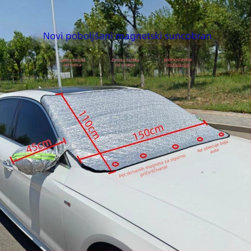Automobilska sunčana sjenila s aluminijskim filmom, magnetsko postavljanje, težina 0,5 kg (Materijal: aluminijski film; Tip: sjenilo za sunce; Ugradnja: magnetska; Težina: 0,5 kg)