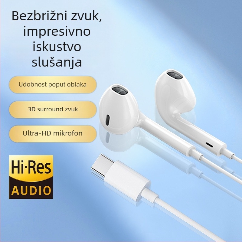 In-ear žične slušalice Type-C, kabel 120 mm