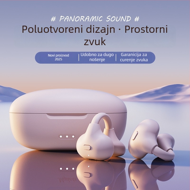 Bežične Bluetooth slušalice s klipom za uho, koštana vodljivost, 4–8 sati rada, domet 15 m, pravi bežični (TWS)