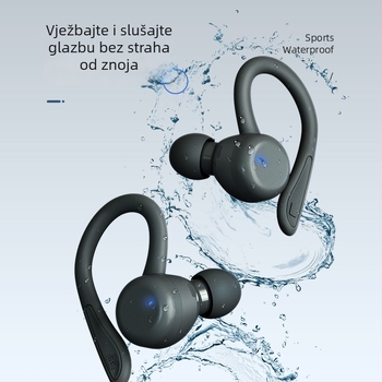 TWS sportske bežične slušalice s držačem za uho, IPX6 vodootporne, Bluetooth 5.3, preko 8 sati trajanja baterije, stereo zvuk
