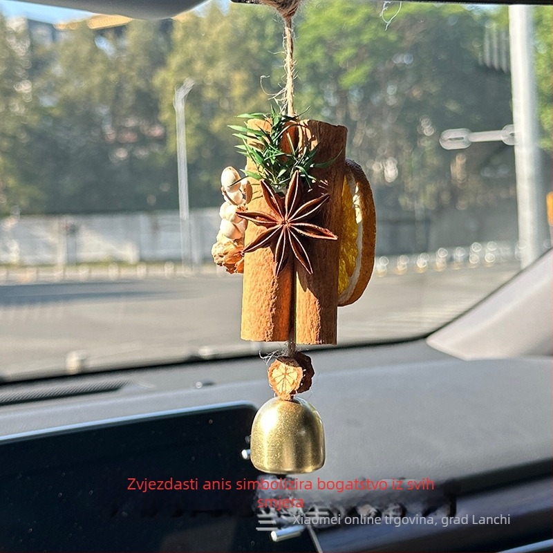 Auto viseća dekoracija sa suhim cvijećem i suhim voćem, lagani luksuzni stil, unutarnja dekoracija