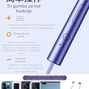 Sportske Bluetooth slušalice za vrat, stereo zvuk, vodootporne za svakodnevnu upotrebu, Bluetooth 1.1, plastično kućište, trajanje baterije 0–4 h