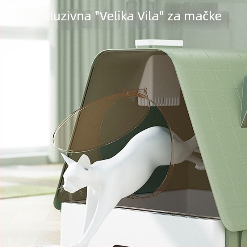 Kutija za mačji pijesak s potpuno zatvorenim dizajnom i ladicom, prijenosna za kućnu upotrebu, kontrola mirisa