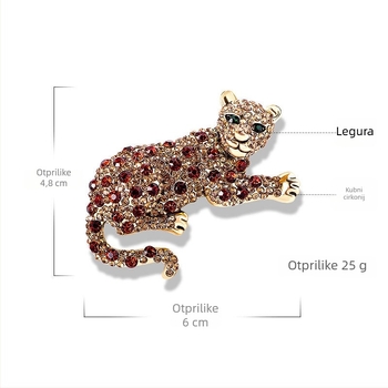 Broš leopardovog oblika, od legure, elektroplatiranje, vintage ženski stil