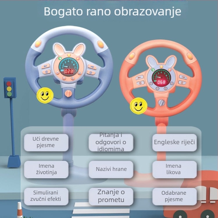 Dječji edukativni volan za simulaciju vožnje, baterijski trening uređaj za auto s glazbenom/glasovnom funkcijom, ABS, za uzrast 4-6 godina