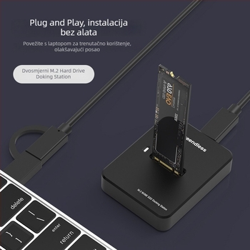 Kućište za M.2 SSD NVMe/SATA s dvostrukim protokolom, USB-C 3.2 Gen2, do 8TB, kompaktno prijenosno, modeli SD03A/SD02A/SD01A