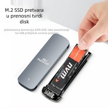 Kućište za M.2 NVMe SSD s USB-C, aluminijska legura + ABS, podržava do 4 TB, brzina prijenosa 5–10 Gbps