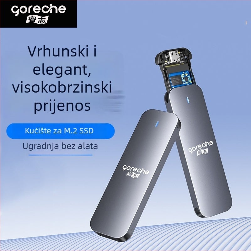 Kućište za M.2 NVMe SSD s USB-C, aluminijska legura + ABS, podržava do 4 TB, brzina prijenosa 5–10 Gbps