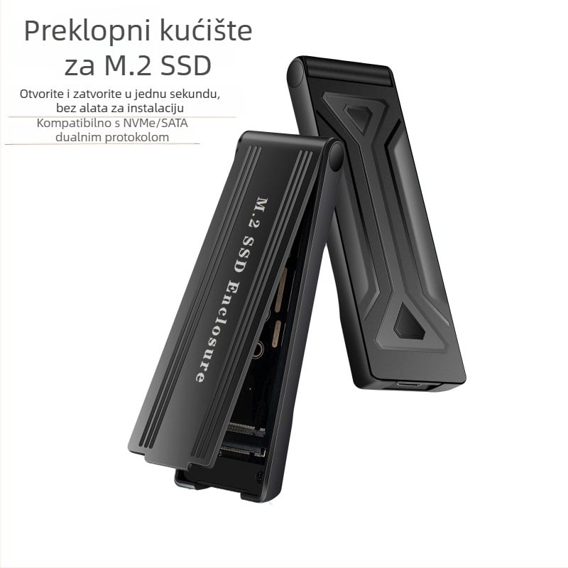 Q26 Type-C M.2 NVMe SSD kućište s preklopnim poklopcem, ABS, podržava do 4TB, kompatibilno sa SATA