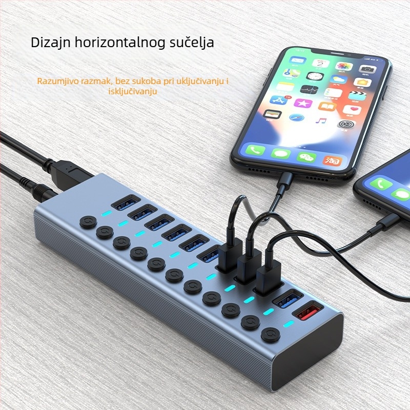 Jacassi T388 USB 3.0 dok stanica s vanjskim napajanjem, 1 m kabel, 5 Gbps prijenos