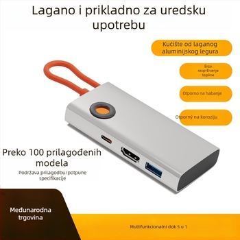 Type-C docking stanica s HDMI i USB 3.0 hubom, 5-u-1, 5Gbps, kabel 0.15m, napajanje preko USB, model HC--D--019