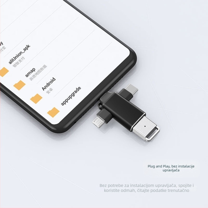 USB-C OTG 3-u-1 hub za tablete — USB 3.0 sučelje, podržava USB flash drive i miš, bez vanjskog napajanja