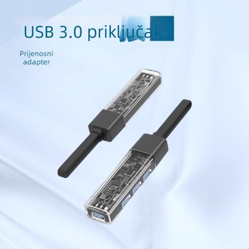 USB-C docking stanica s 4 porta USB 3.0 extender, aluminijsko kućište, ispis logotipa, bez vanjskog napajanja, 5Gbps
