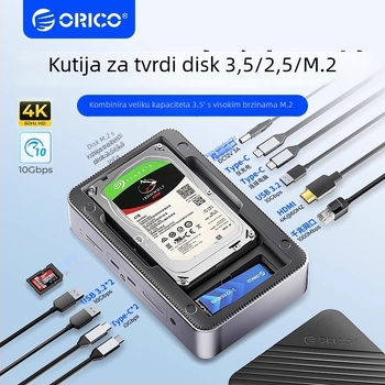 Orico USB 3.2 Gen2 Dock za 3.5/2.5'' i M.2 NVMe/SATA diskove, napajanje preko USB (bez vanjskog napajanja)