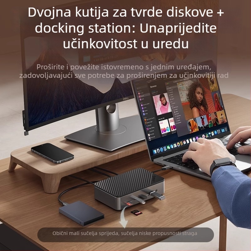Orico USB 3.2 Gen2 Dock za 3.5/2.5'' i M.2 NVMe/SATA diskove, napajanje preko USB (bez vanjskog napajanja)