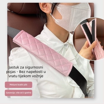 Jastučić za ramenski pojas automobila, pliš materijal, universalno za sve sezone, produžena duljina, s logotipom