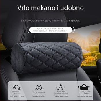 Auto naslonac za glavu s memorijskom pjenom, kožni vanjski dio, dijamantni reljef, universalna kompatibilnost, prozračan za sve sezone