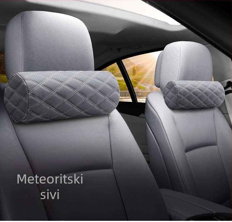 Auto naslonac za glavu s memorijskom pjenom, kožni vanjski dio, dijamantni reljef, universalna kompatibilnost, prozračan za sve sezone