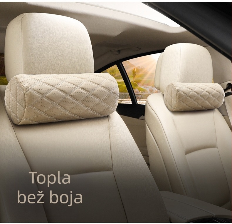 Auto naslonac za glavu s memorijskom pjenom, kožni vanjski dio, dijamantni reljef, universalna kompatibilnost, prozračan za sve sezone
